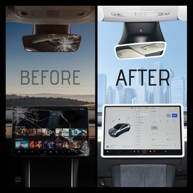 Silicone Screen & Mirror Frame for Tesla Model 3/Y (2017-2024), White