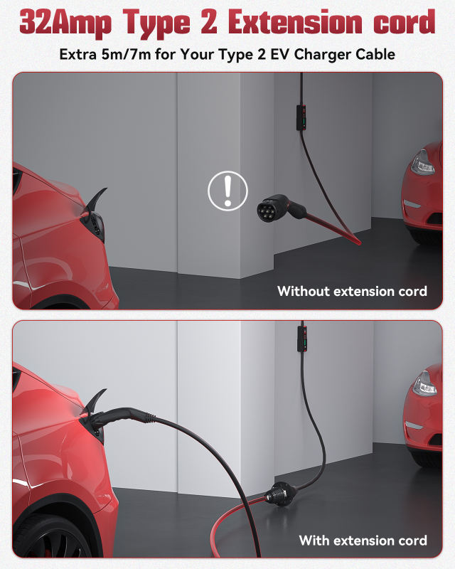Type 2 EV Charging Extension Cable 5M/7M Optional