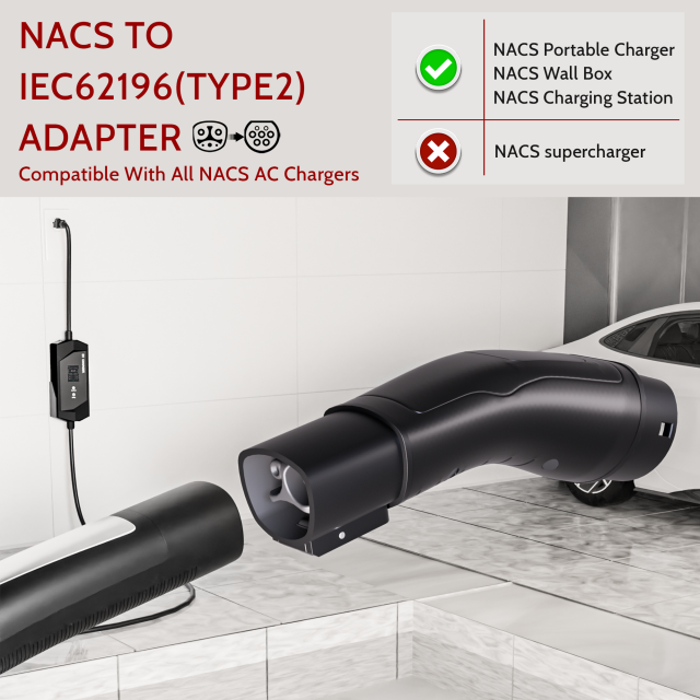 Tesla NACS to Type 2 Adapter for 60A AC Charging