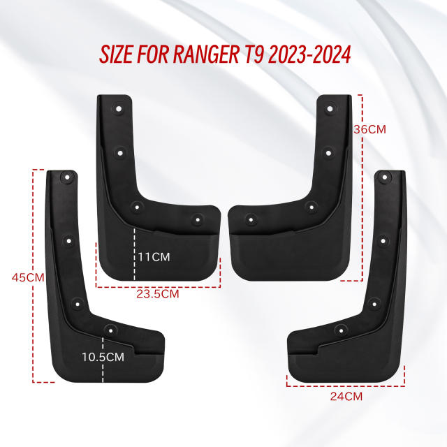 4PCS  Mud Flaps Splash Guards for for Ford Ranger T9 2023 Next Gen Mudguard Fender