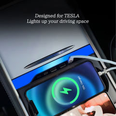 USB Charger Console Led Light  Multi Port for 2021 2022 2023 2024 Tesla Model 3/Y