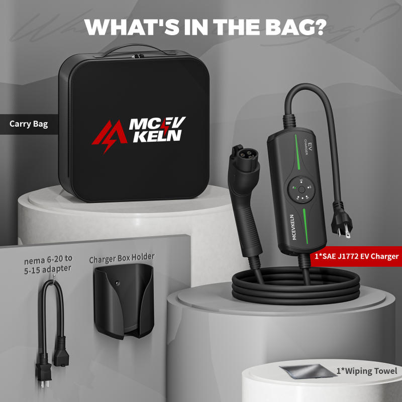 Portable J1772 EV Charger 16A with NEMA14-50 Plug, IP65 Rated, 21ft Cable With Carry Bag