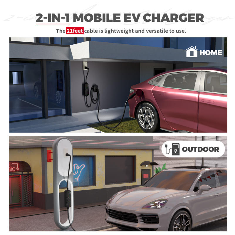 Portable J1772 EV Charger 16A with NEMA14-50 Plug, IP65 Rated, 21ft Cable With Carry Bag