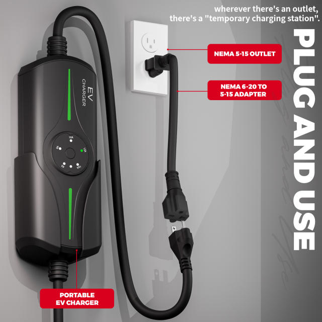 Portable J1772 EV Charger 16A with NEMA14-50 Plug, IP65 Rated, 21ft Cable With Carry Bag