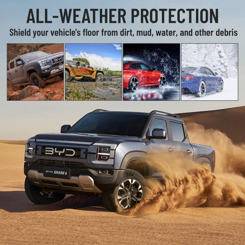 2024 BYD Shark 6 Car Floor Mats   4PC Full Set TPE All-Weather Mats, Front & Rear Seat + Boot Liner, Anti-Slip Waterproof Protection