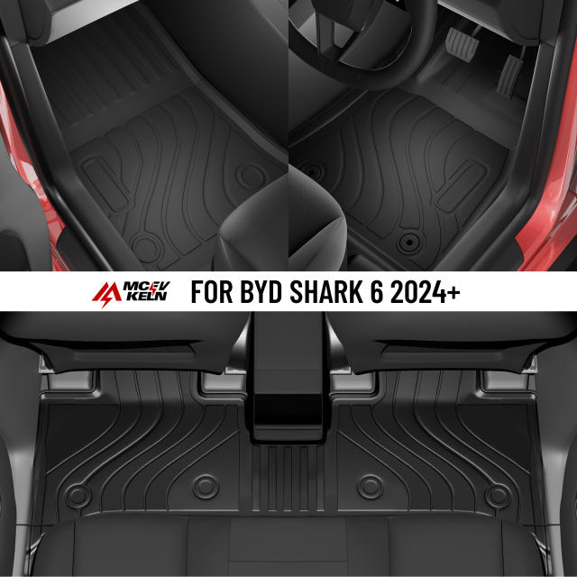 2024 BYD Shark 6 Car Floor Mats   4PC Full Set TPE All-Weather Mats, Front & Rear Seat + Boot Liner, Anti-Slip Waterproof Protection