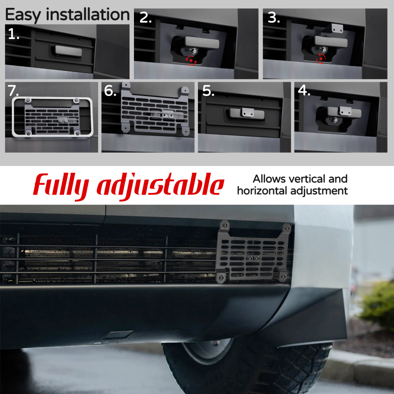 Cybertruck License Plate Holder 2024+, Front License Plate Frame Mount Compatible with Tesla Cybertruck