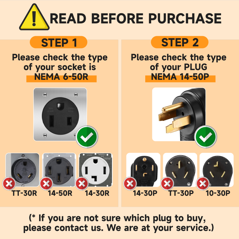 NEMA 6-50P to 14-50R EV Charger Adapter Cord, 125V/250V 3 Prong Welder Outlet Male Plug to 50 Amp 4 Prong Female