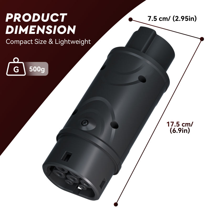 Type 1 to Type 2 EV Charging Adapter, 32A, 250V, 7kW