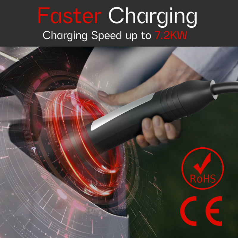 MCEVKELN Type 2 to NACS EV Charging Cable for Tesla Model 3/Y/X/S/Cybertruck - 32A Max, 7.2kw, 1Phase