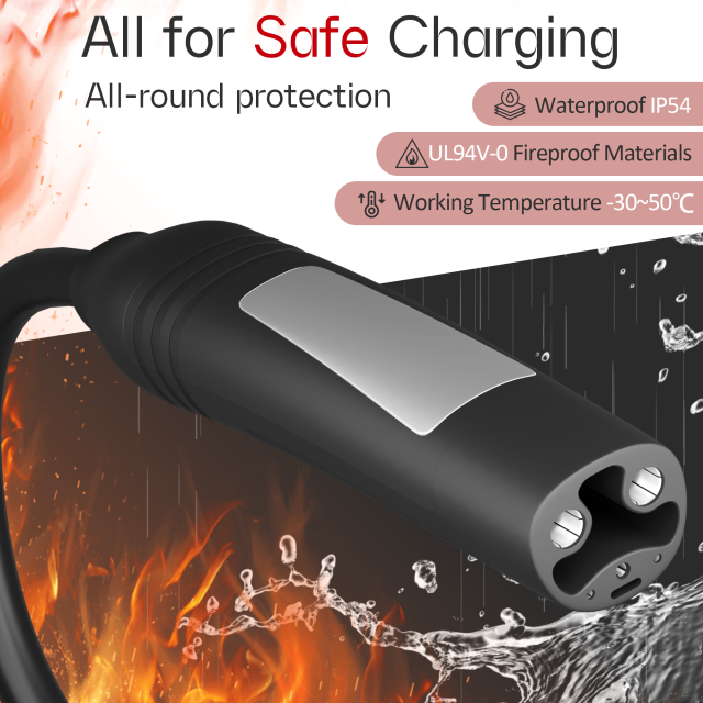 MCEVKELN Type 2 to NACS EV Charging Cable for Tesla Model 3/Y/X/S/Cybertruck - 32A Max, 7.2kw, 1Phase