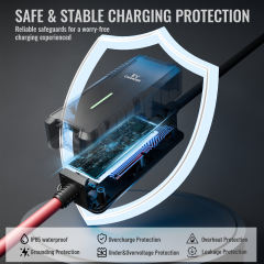 Portable Type 2 EV Charger 10A with UK Plug, IP65 Rated 10M Cable Optional With Carry Bag