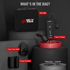 Portable Type 2 EV Charger 10A with UK Plug, IP65 Rated 10M Cable Optional With Carry Bag