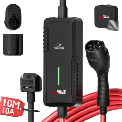 Type 2 to UK 3-Pin EV Charger Cable – 10m, 2.3kW (10A), IP67 Rated | Universal Portable Charging Lead with Safety Protection