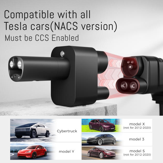 CCS2 to NACS Fast Charging Adapter for Tesla Cybertruck & 2021+ NACS Tesla Models