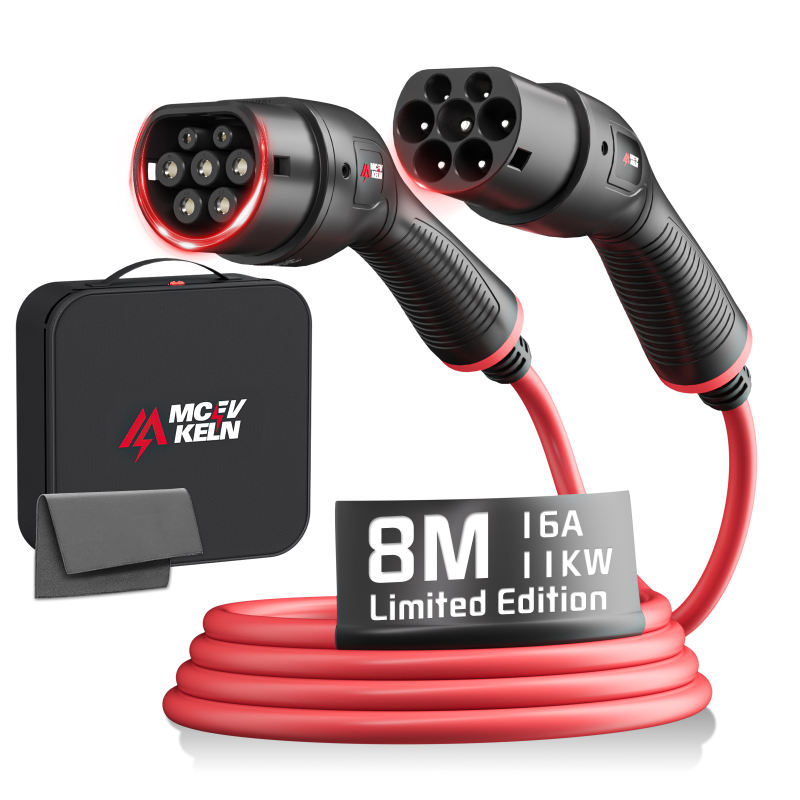 Type 2 to Type 2 EV Charging Cable, 8M, 7kW/11kW/22kW, For Electric & Hybrid Cars