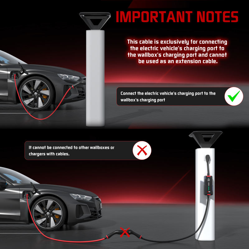 Type 2 to Type 2 EV Charging Cable, 5M, 7kW/11kW/22kW, For Electric & Hybrid Cars