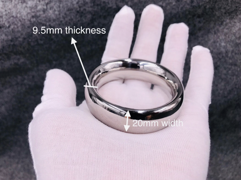 Smooth Wide Cock Ring With Curve Edge,Stainless Steel Scrotum Ring 6 Diameters Optional