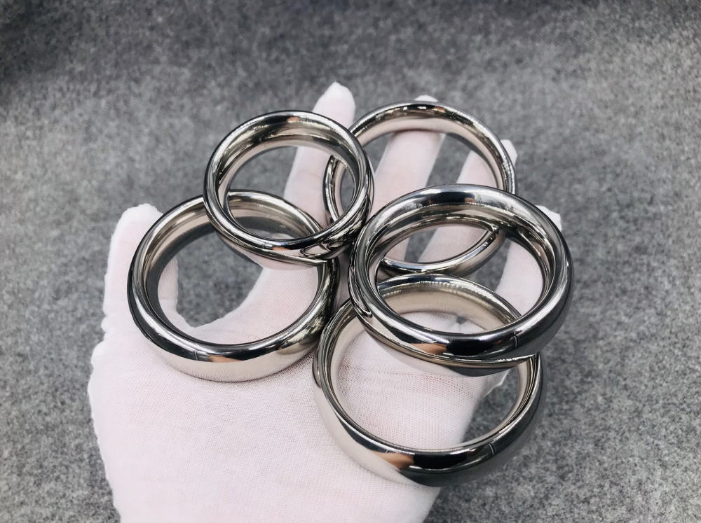 Smooth Wide Cock Ring With Curve Edge,Stainless Steel Scrotum Ring 6 Diameters Optional