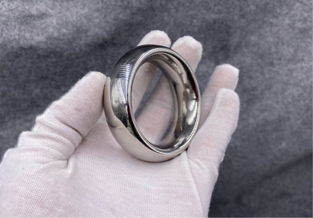 Smooth Wide Cock Ring With Curve Edge,Stainless Steel Scrotum Ring 6 Diameters Optional