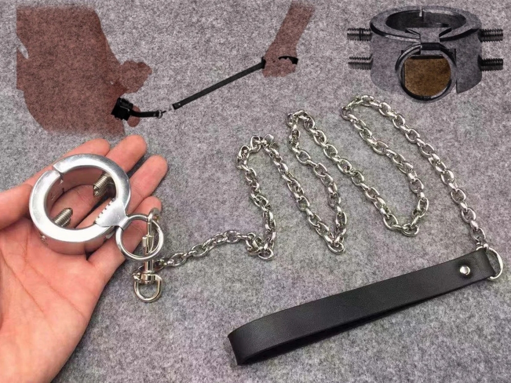 Customizable Piercing Stretcher Metal Ball Ring with Leash Chain