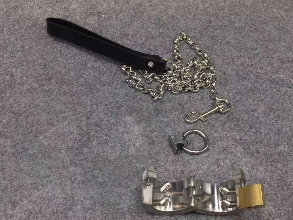 Customizable Piercing Stretcher Metal Ball Ring with Leash Chain