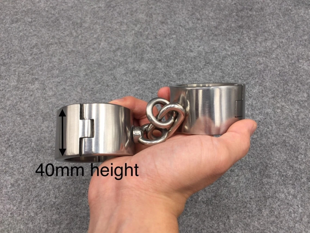 Customizable 40mm Height Stainless Steel Handcuffs and Ankle Cuffs Using Screw Lock