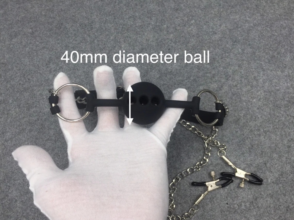 Silicone Mouth Gag with Nipple Clamps