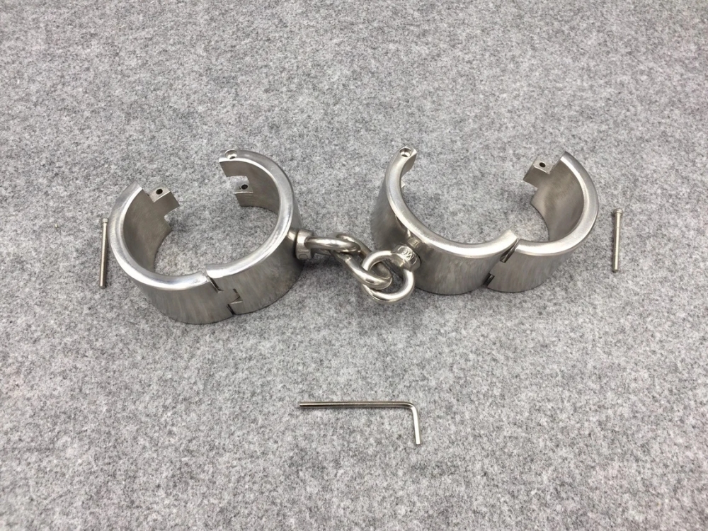 Customizable 40mm Height Stainless Steel Handcuffs and Ankle Cuffs Using Screw Lock