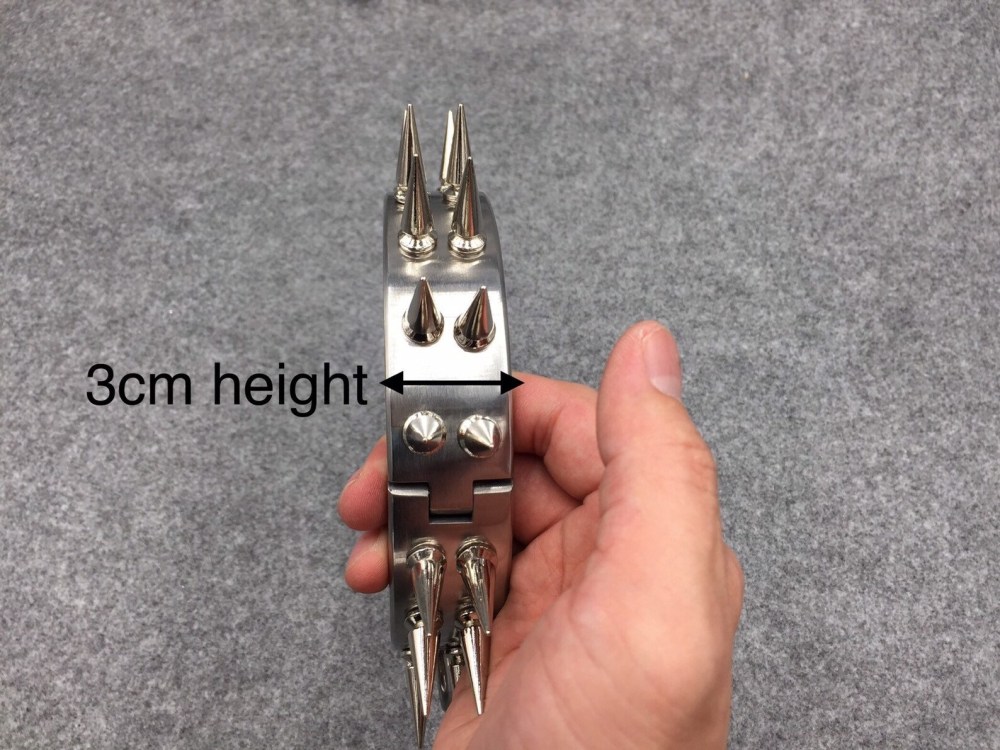 Customizable Metal Bondage Gear Device Stainless Steel Collar With 2 Row Of Spikes