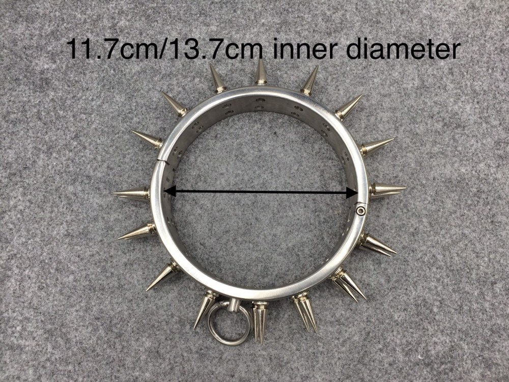 Customizable Metal Bondage Gear Device Stainless Steel Collar With 2 Row Of Spikes