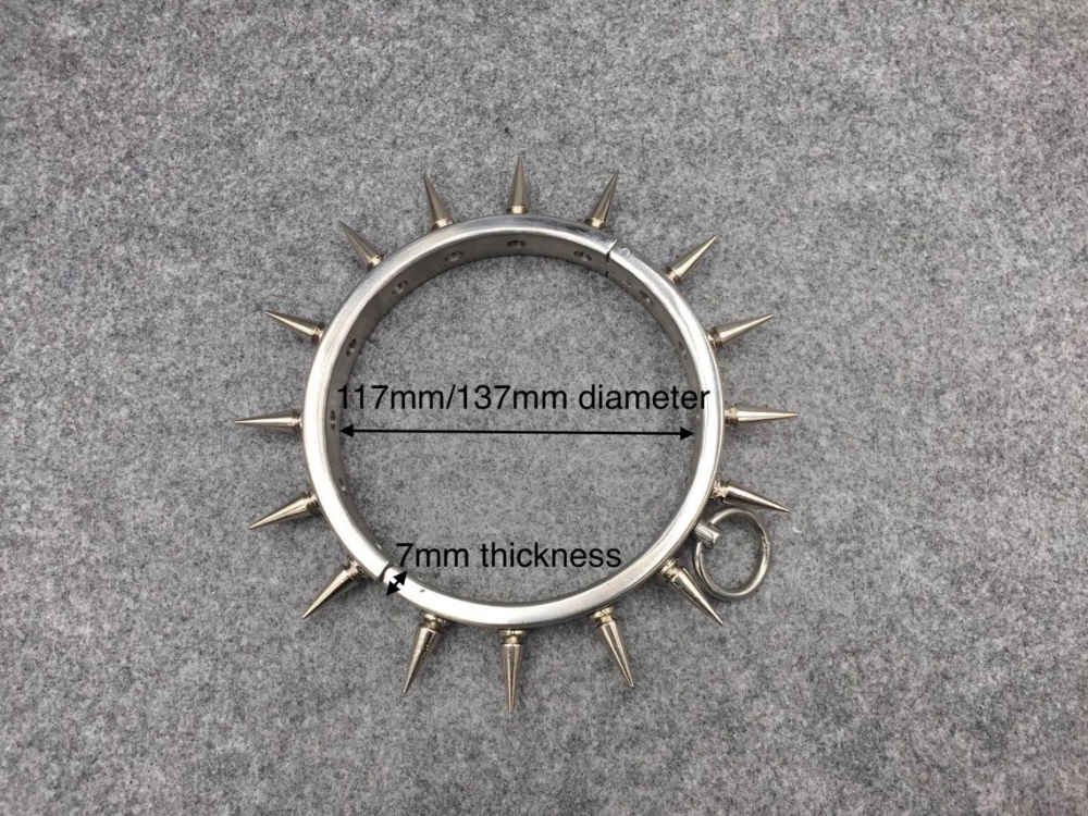 Customizable Metal Bondage Gear Device Stainless Steel BDSM Collar With 1 Row Of Spikes