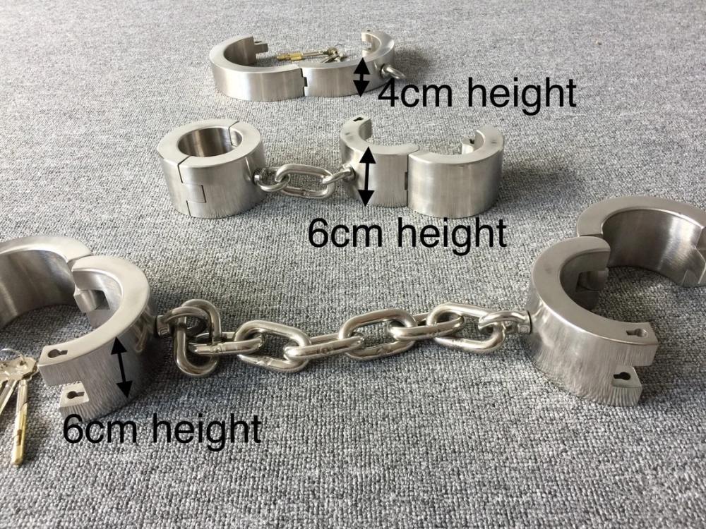 Size Customizable Super Heavy Stainless Steel Bondage Restraints Cuffs Kit