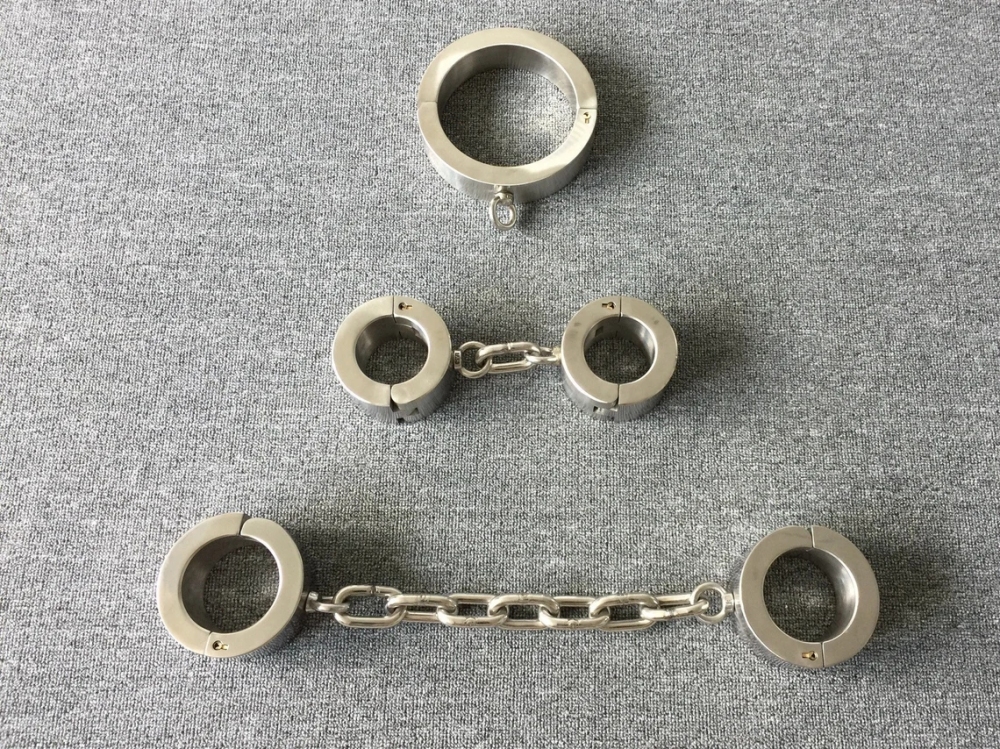 Size Customizable Super Heavy Stainless Steel Bondage Restraints Cuffs Kit