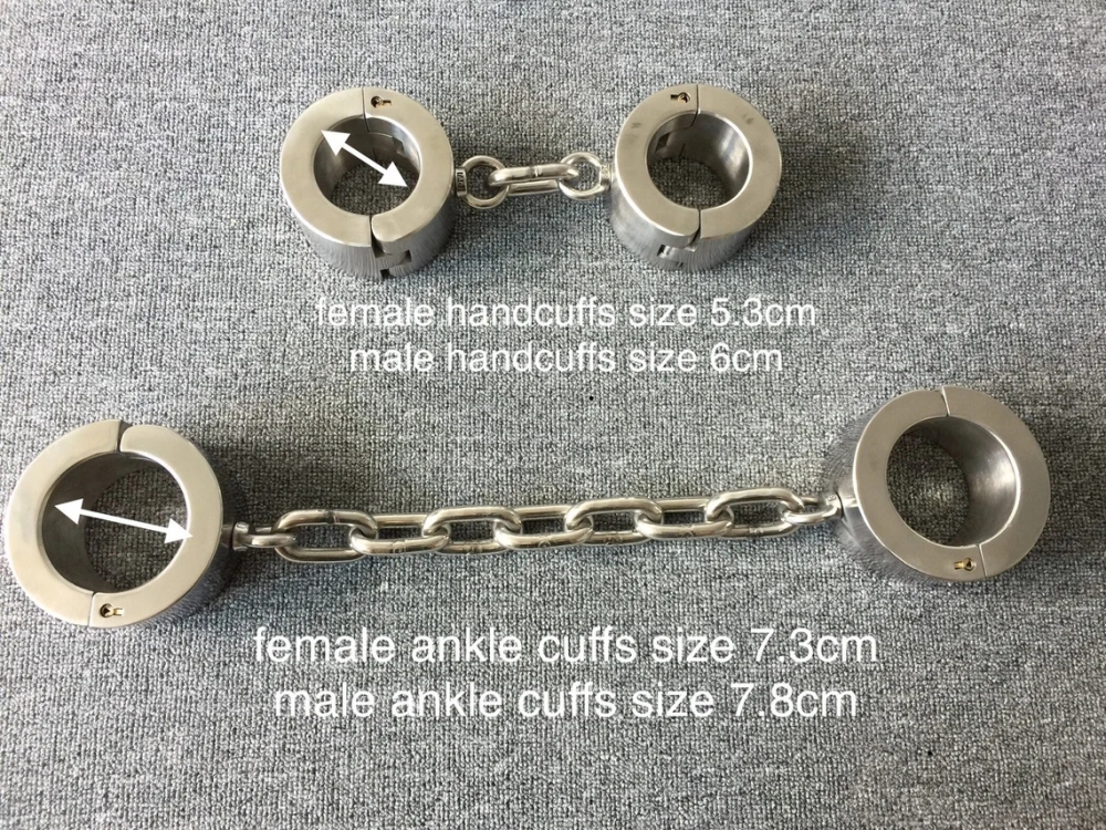 Size Customizable Super Heavy Stainless Steel Bondage Restraints Cuffs Kit