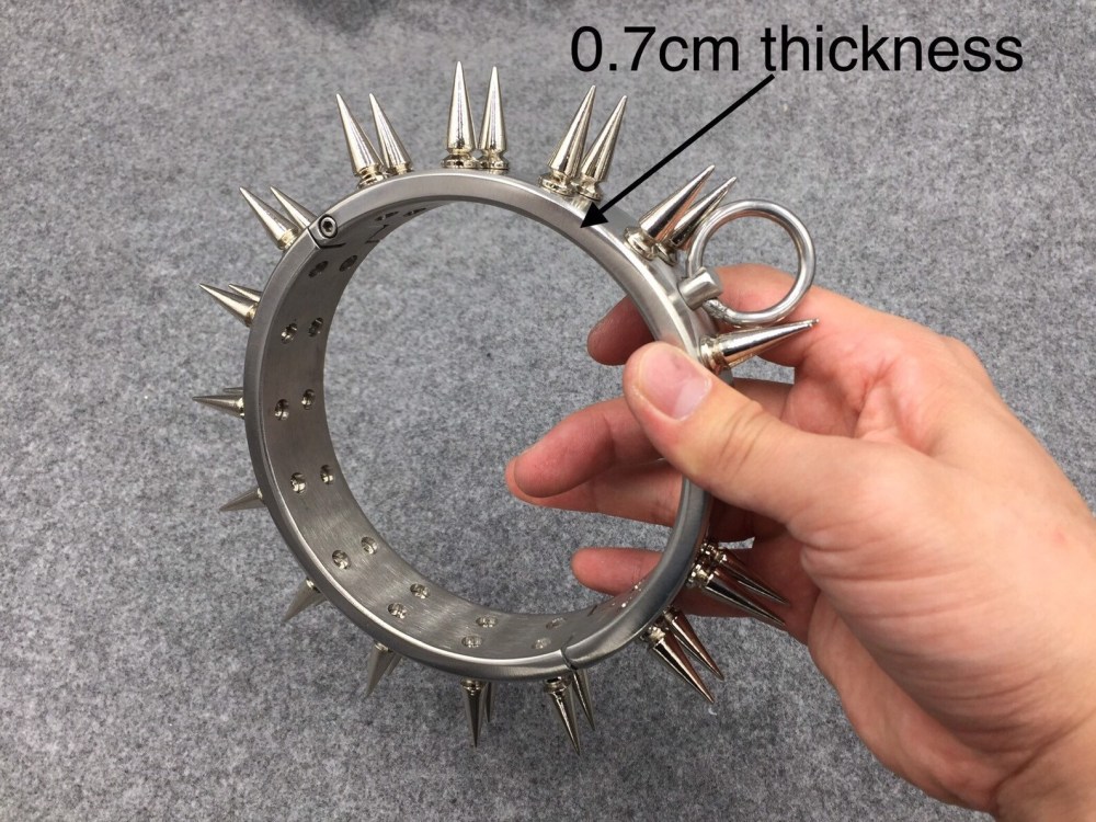 Customizable Metal Bondage Gear Device Stainless Steel Collar With 2 Row Of Spikes