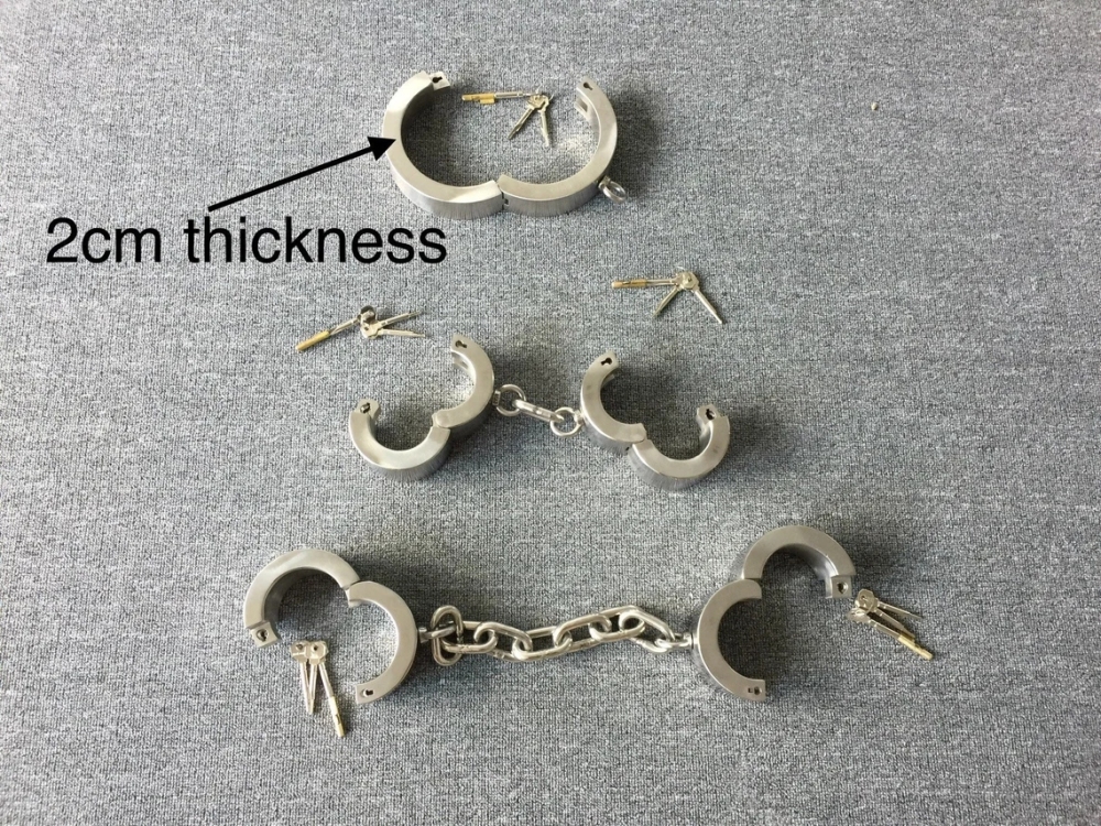 Size Customizable Super Heavy Stainless Steel Bondage Restraints Cuffs Kit
