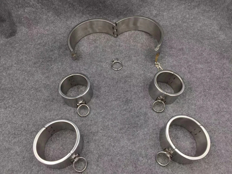 Customizable 3CM/5CM Height Stainless Steel Bondage Restraints Kit Heavy Duty Gear Collar Handcuffs Ankle Cuffs