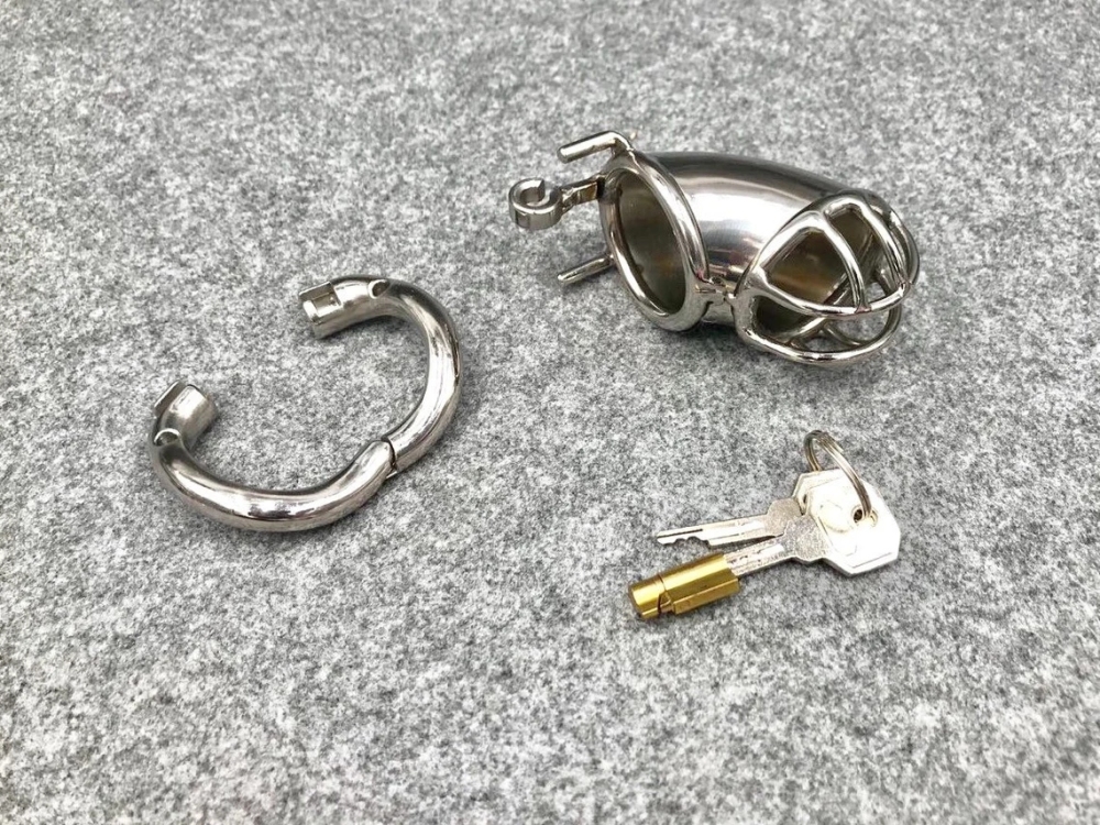 Easy To Pee Design Chastity Cage Stainless Steel Solid Tube Cock Cage 80mm/3.15inch Length with Hinged Base Ring