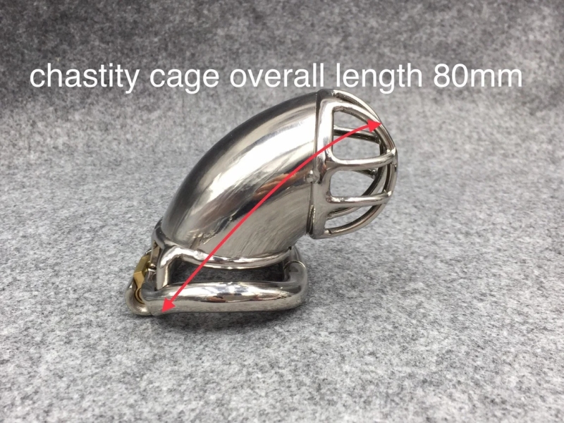 Easy To Pee Design Chastity Cage Stainless Steel Solid Tube Cock Cage 80mm/3.15inch Length with Hinged Base Ring
