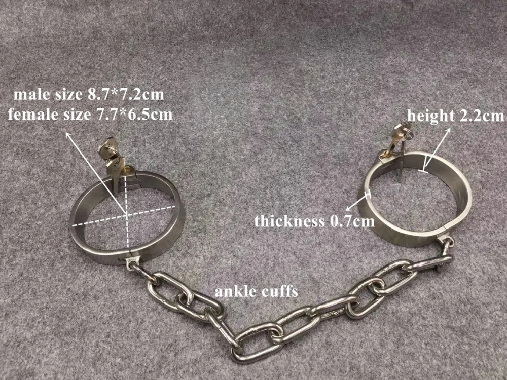 Stainless Steel Shackles 3 In 1 Kit Collar+Handcuffs+Ankle Cuffs Bondage Gear Set (Key Lock/Screw Lock)
