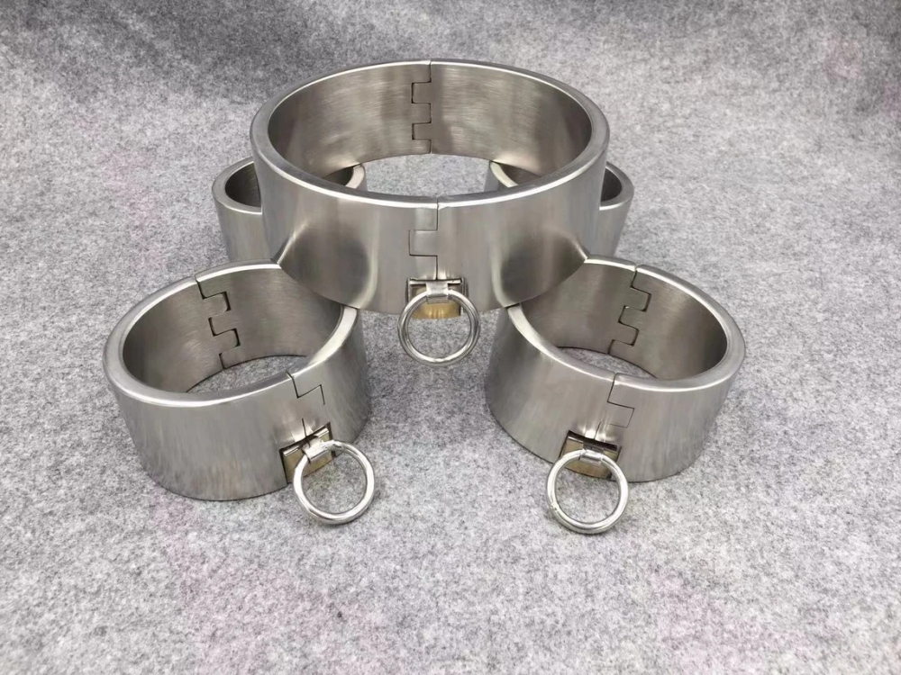 Customizable 3CM/5CM Height Stainless Steel Bondage Restraints Kit Heavy Duty Gear Collar Handcuffs Ankle Cuffs
