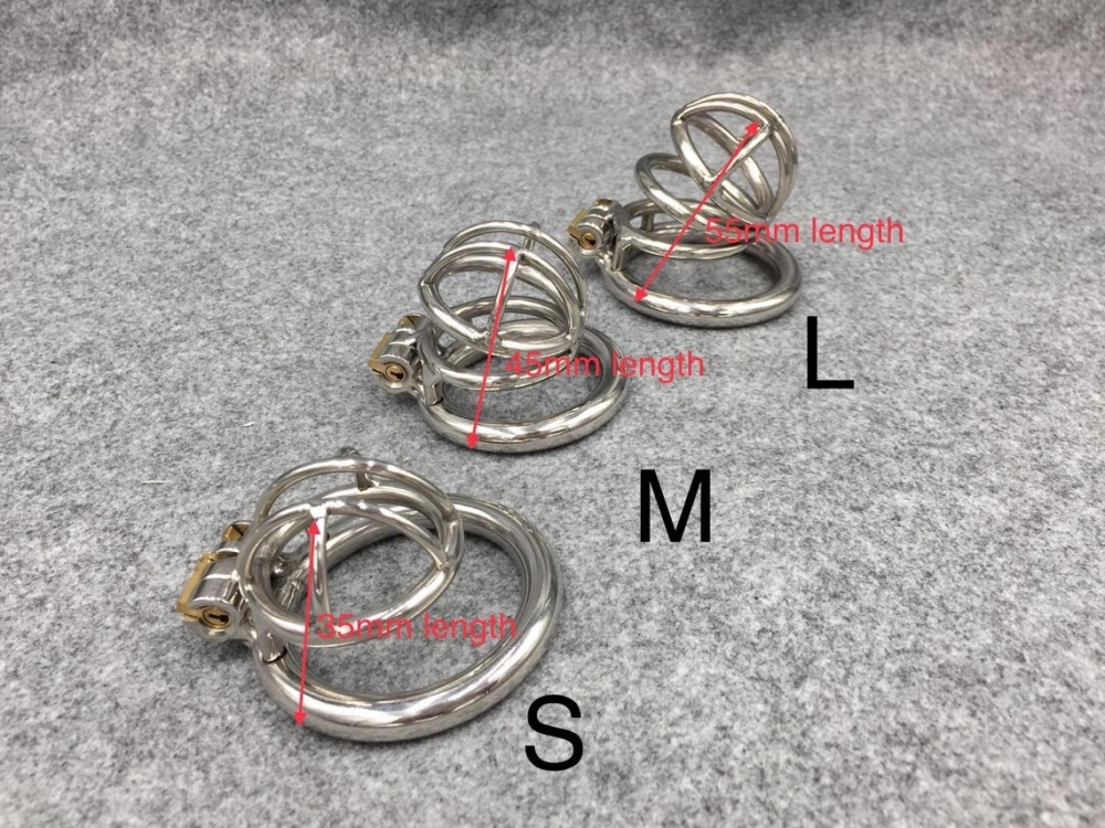 Male Chastity Device Stainless Steel Metal Cock Cage 3 Lengthes Optional
