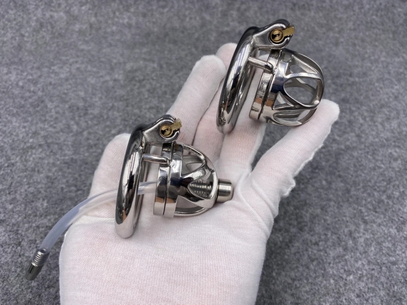 2 Styles Optional Male Chastity Device 45mm/1.77inch Length Stainless Steel Short Cock Cage