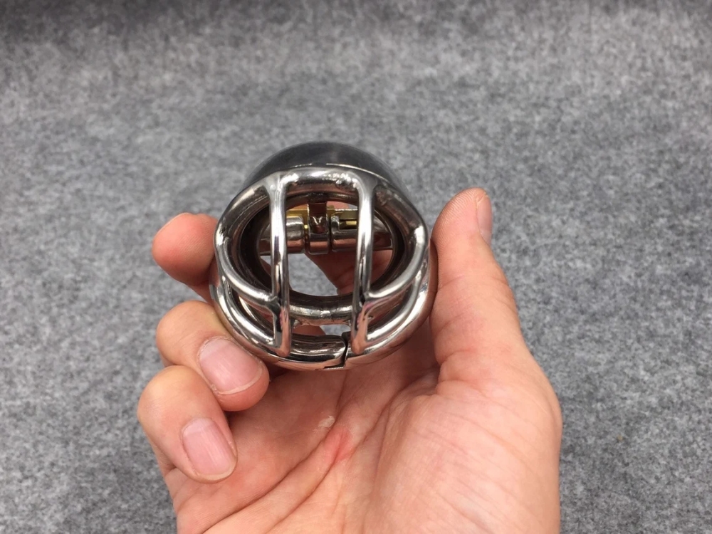 Easy To Pee Design Chastity Cage Stainless Steel Solid Tube Cock Cage 80mm/3.15inch Length with Hinged Base Ring