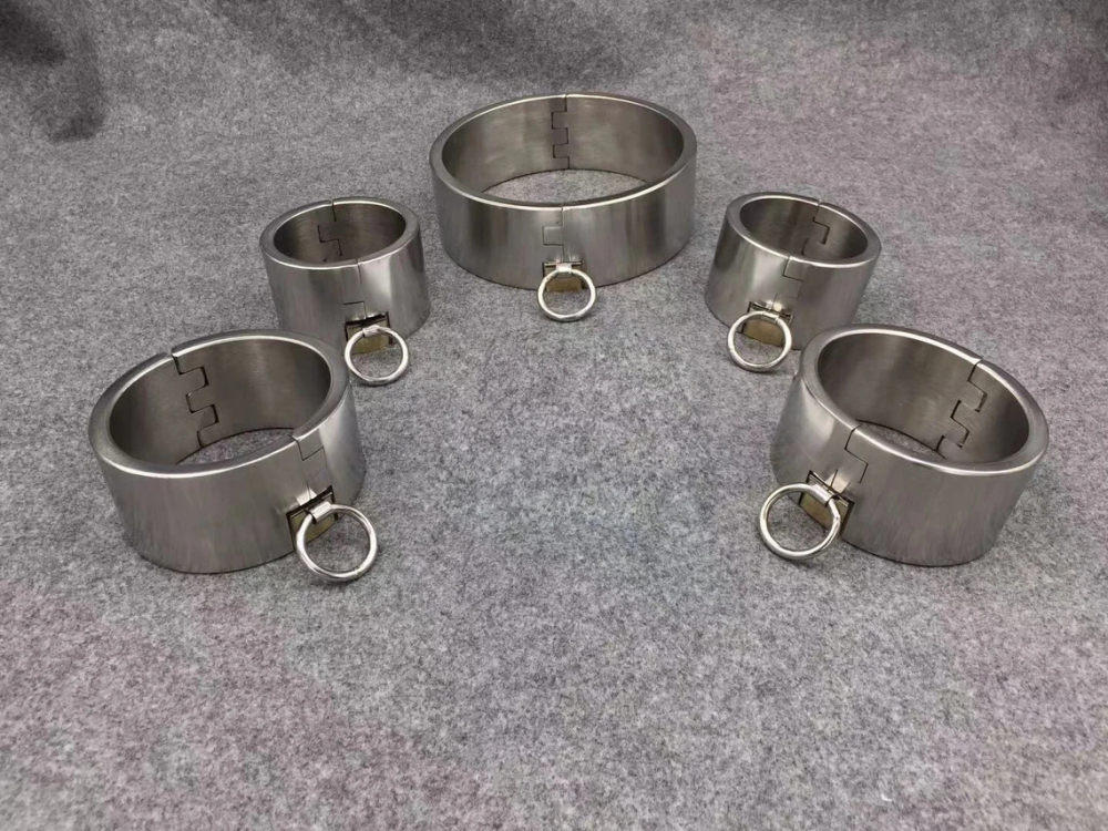Customizable 3CM/5CM Height Stainless Steel Bondage Restraints Kit Heavy Duty Gear Collar Handcuffs Ankle Cuffs