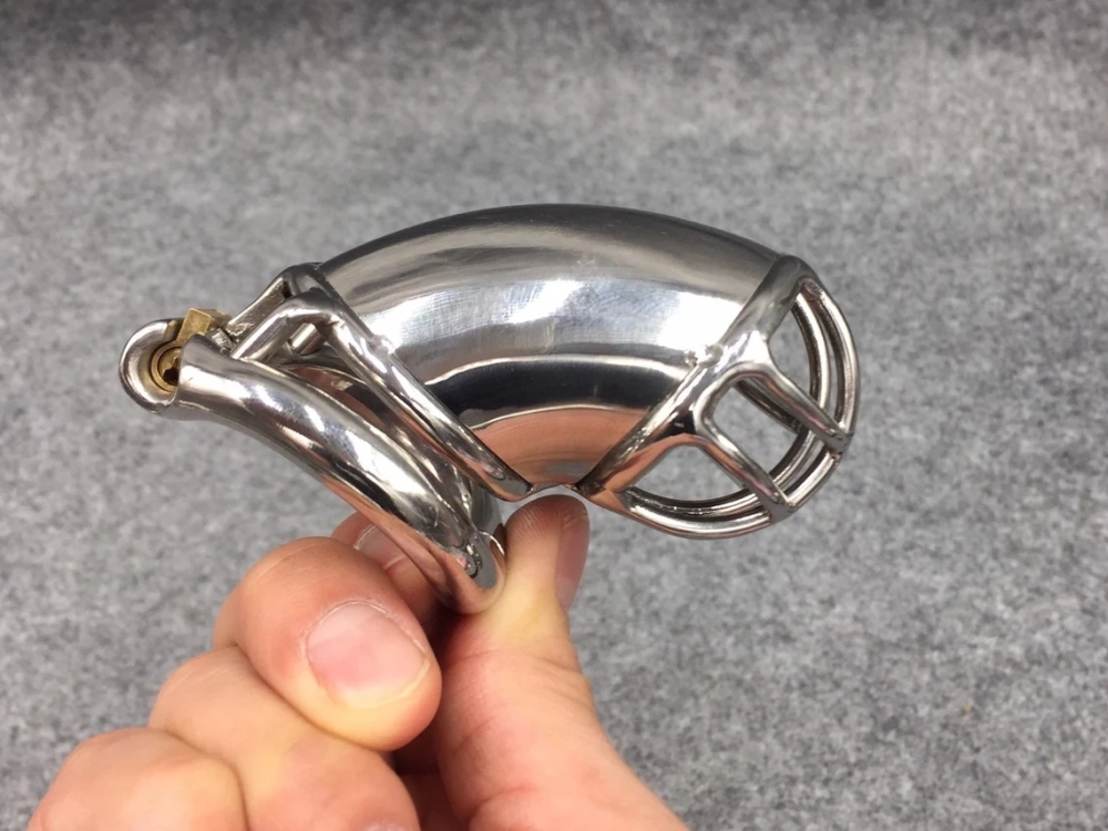 Easy To Pee Design Chastity Cage Stainless Steel Solid Tube Cock Cage 80mm/3.15inch Length with Hinged Base Ring