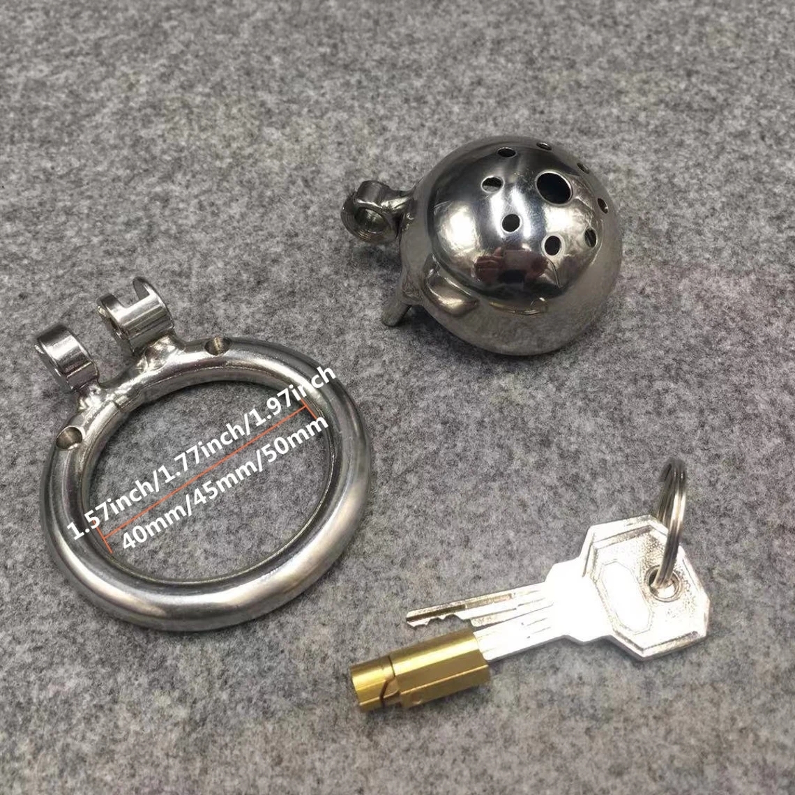 Male Chastity Device Stainless Steel Super Short Metal Cock Cage 40mm/1.6inch Length