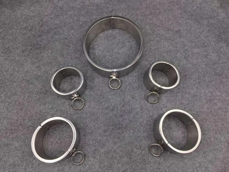 Customizable 3CM/5CM Height Stainless Steel Bondage Restraints Kit Heavy Duty Gear Collar Handcuffs Ankle Cuffs