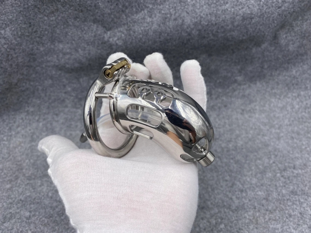 Male Chastity Device 95mm/3.75inch Length Stainless Steel Cock Cage with Catheter